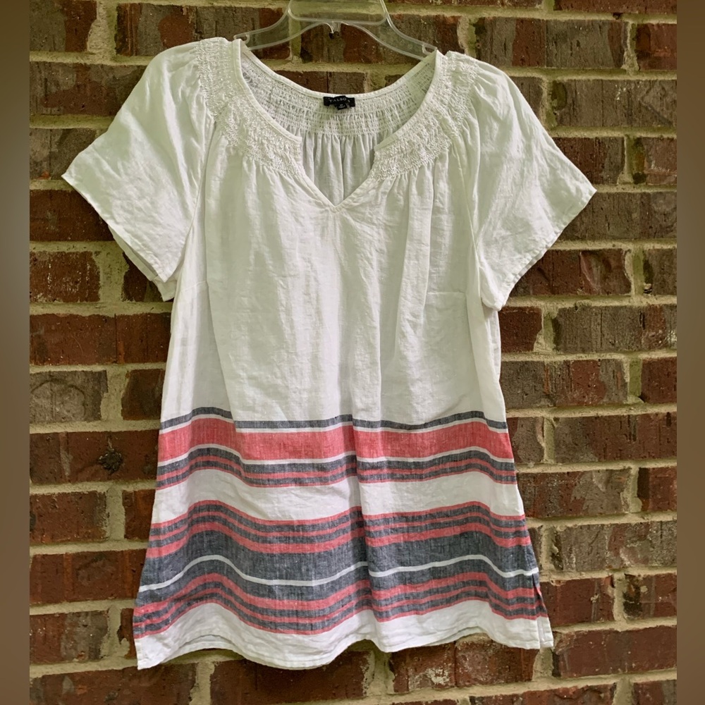 Talbot’s Linen Blouse With Smocking, Size Medium - image 1